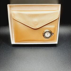 Vintage Rare Ladies Rensie Pendant Cowhide Gold Toned Envelope Wallet